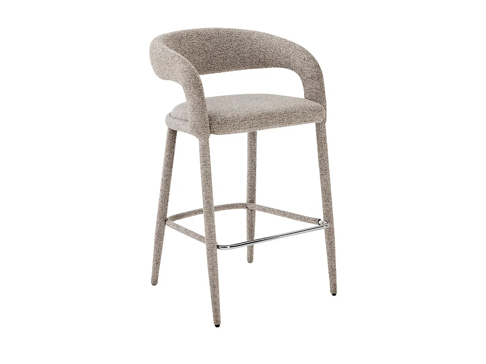 Romy - Lot de 2 chaises de bar en tissu H75cm - Marron chiné