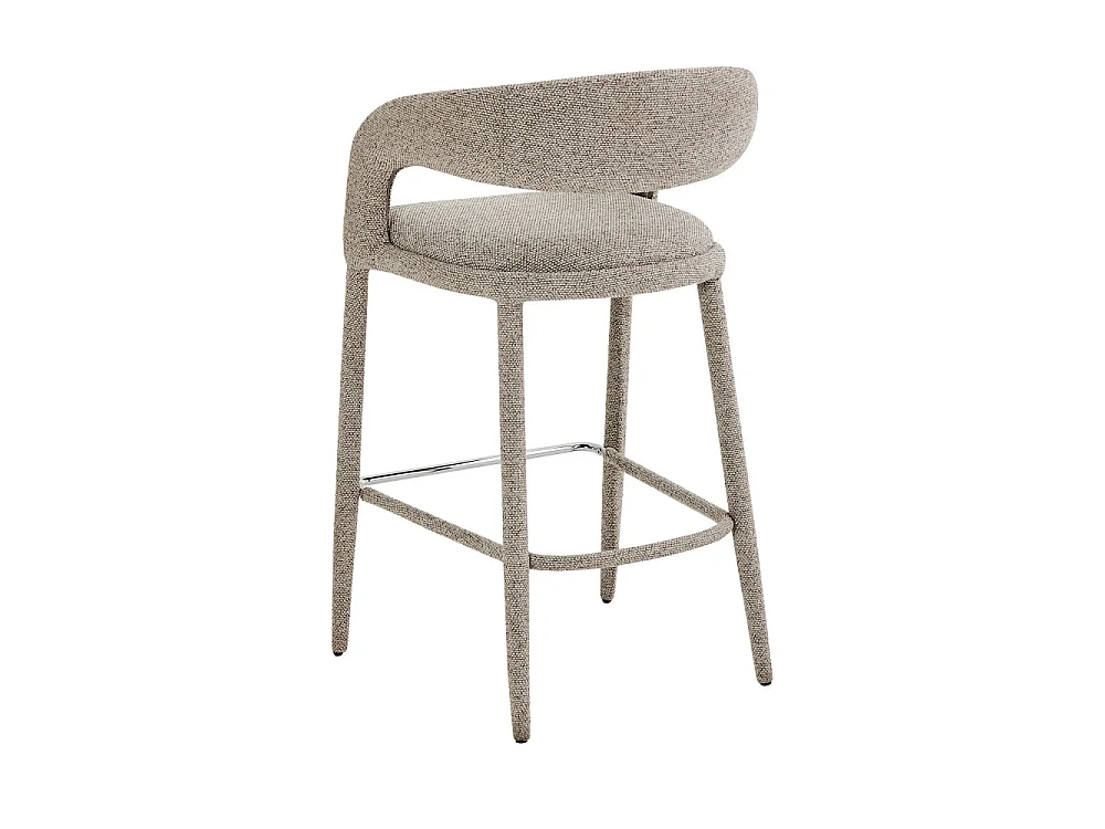 Romy - Lot de 2 chaises de bar en tissu H75cm - Marron chiné