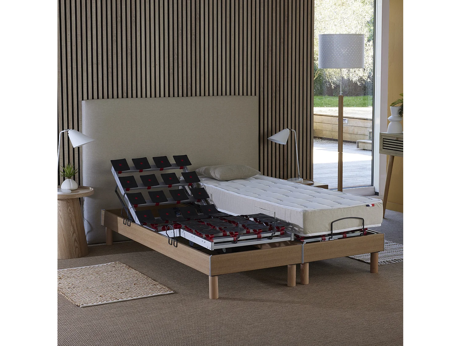 Ensemble literie électrique relaxation à plots + Matelas 100% latex - 90 x 190 cm