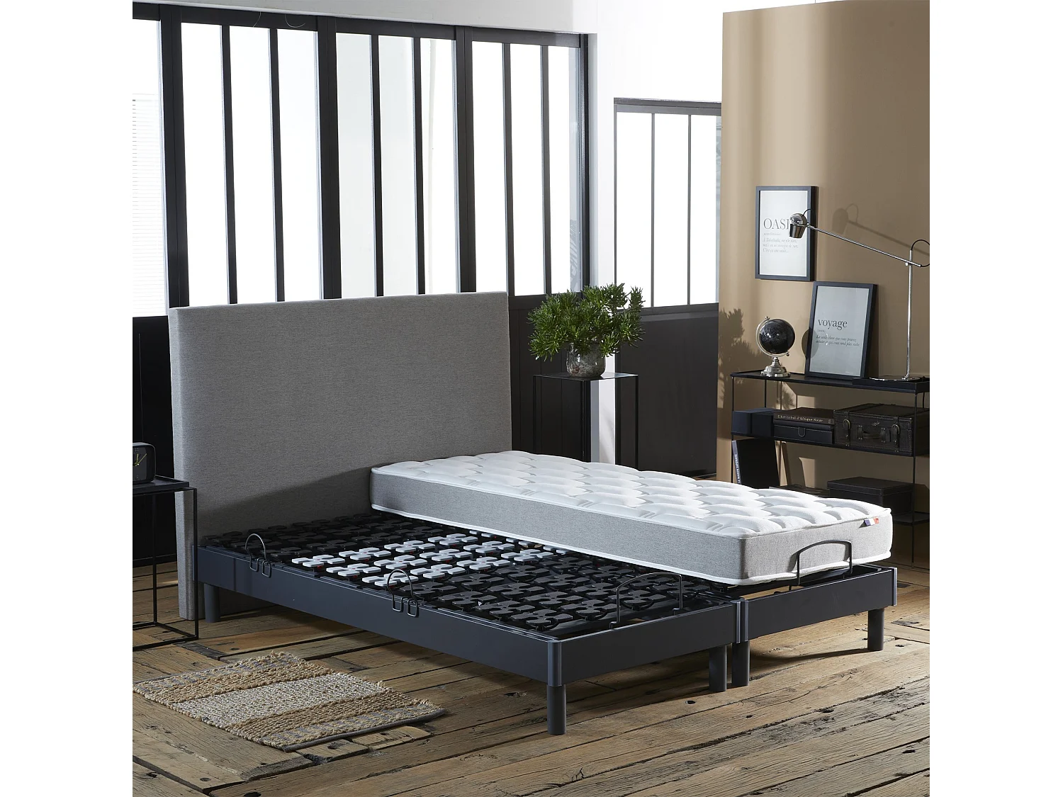 Ensemble literie électrique de relaxation à plots + Matelas mousse mémoire de forme - 2x90 x 200 cm