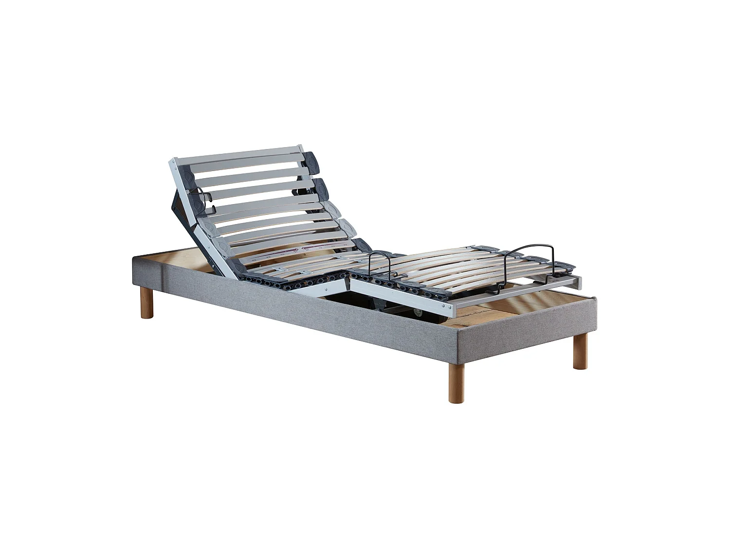 Ensemble lit électrique relaxation multi lattes + Matelas Mousse à mémoire de forme Couleur - Gris Clair, - 90 x 190 cm