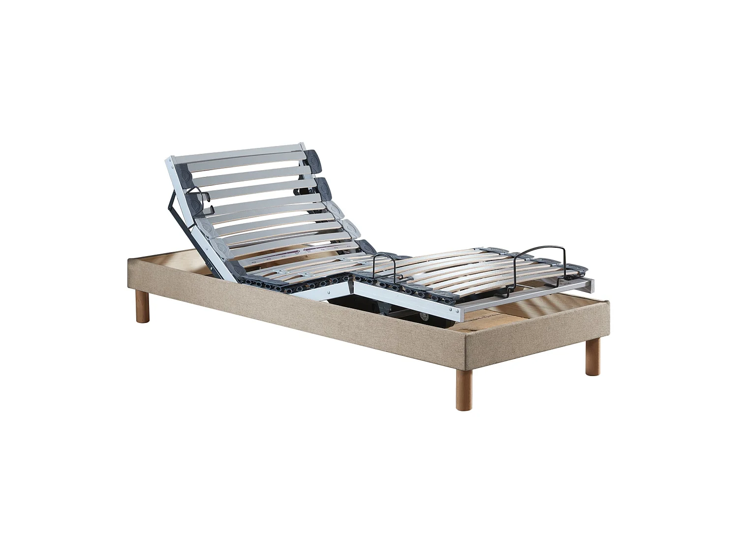 Ensemble lit électrique relaxation multi lattes + Matelas Mousse à mémoire de forme Couleur - Beige, - 90 x 190 cm