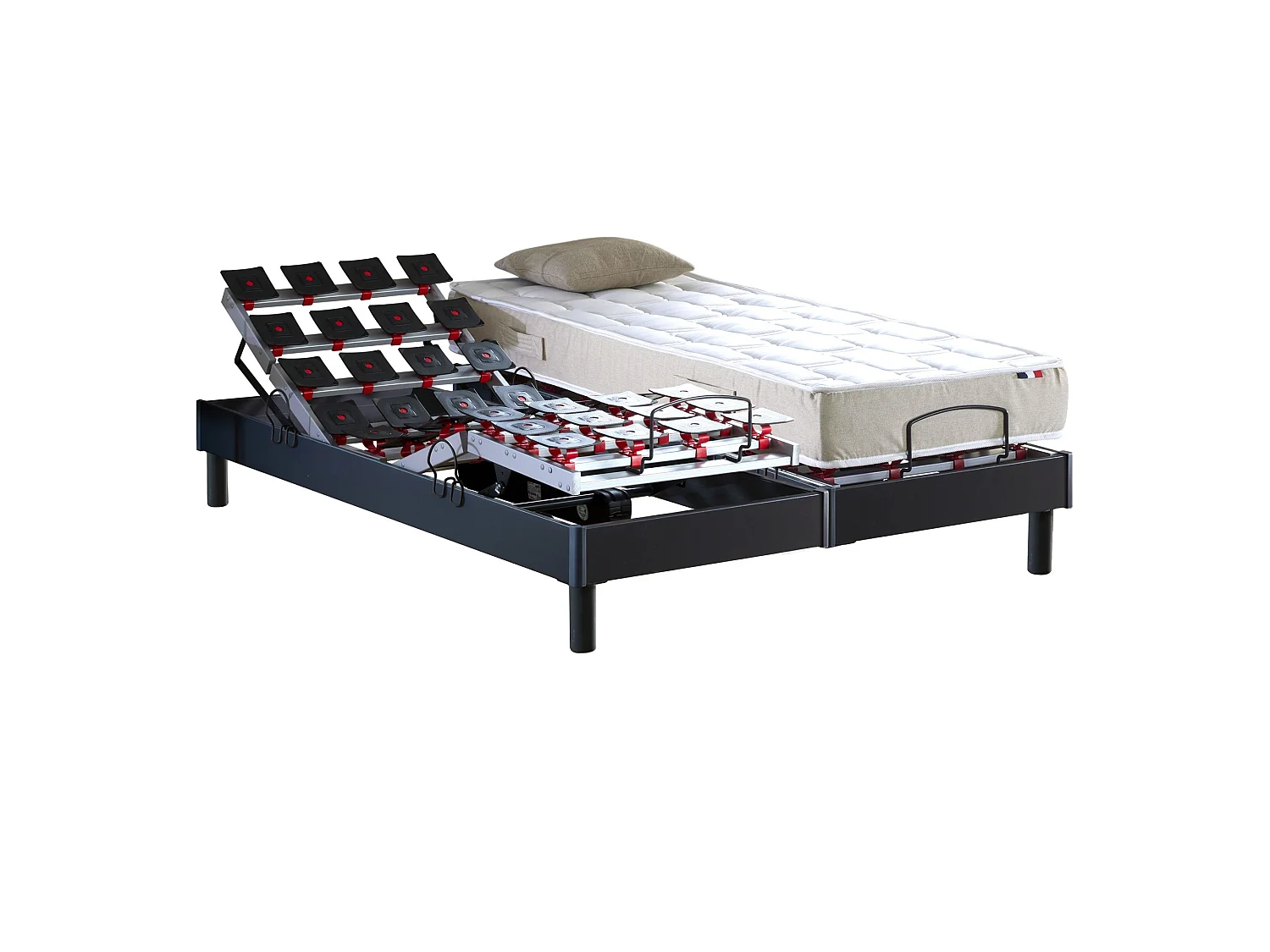 Ensemble literie électrique relaxation à plots + Matelas 100% latex - 2x80 x 200 cm