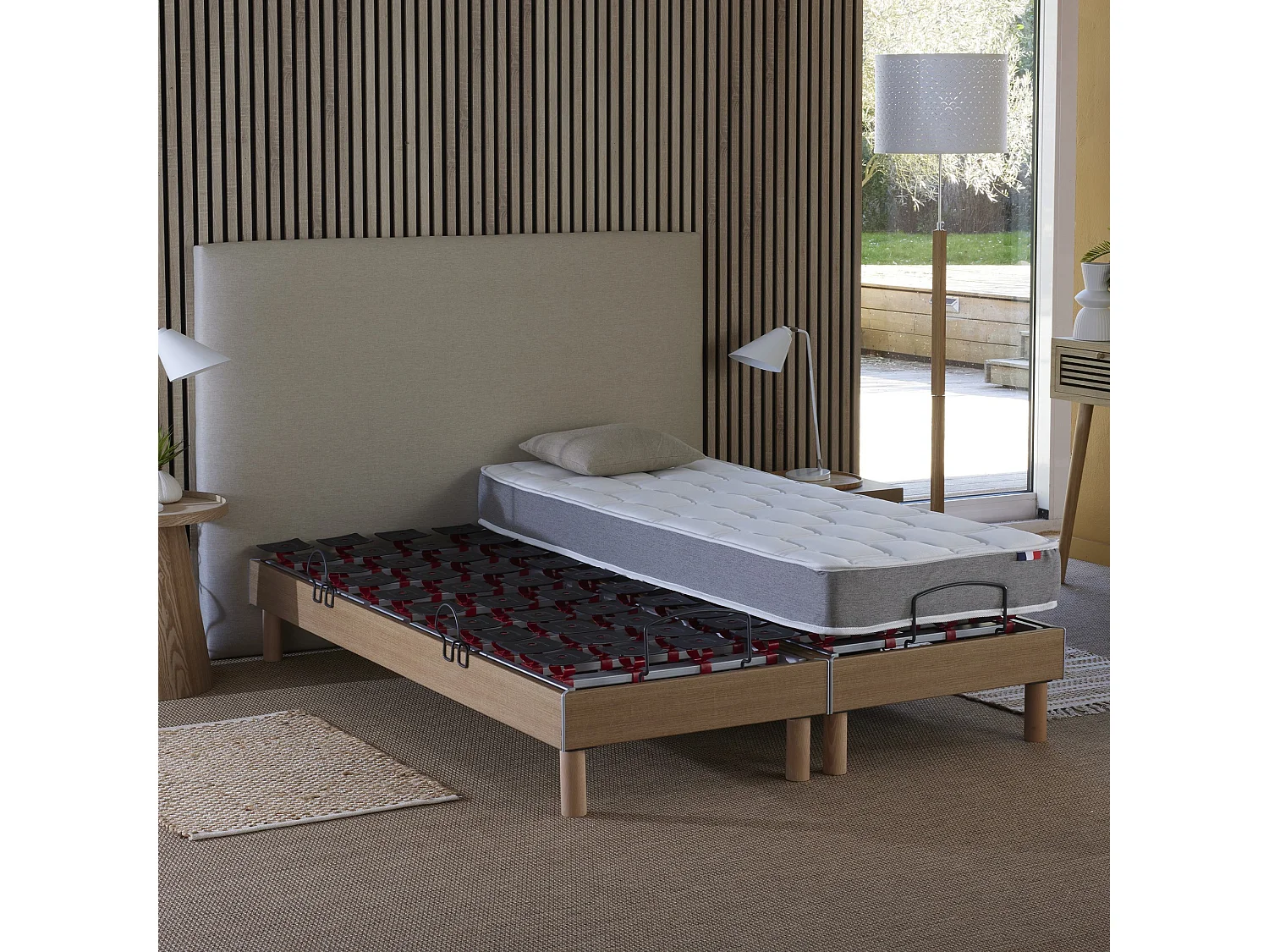 Ensemble literie électrique relaxation à plots + Matelas accueil mémoire de forme - 2x80 x 200 cm