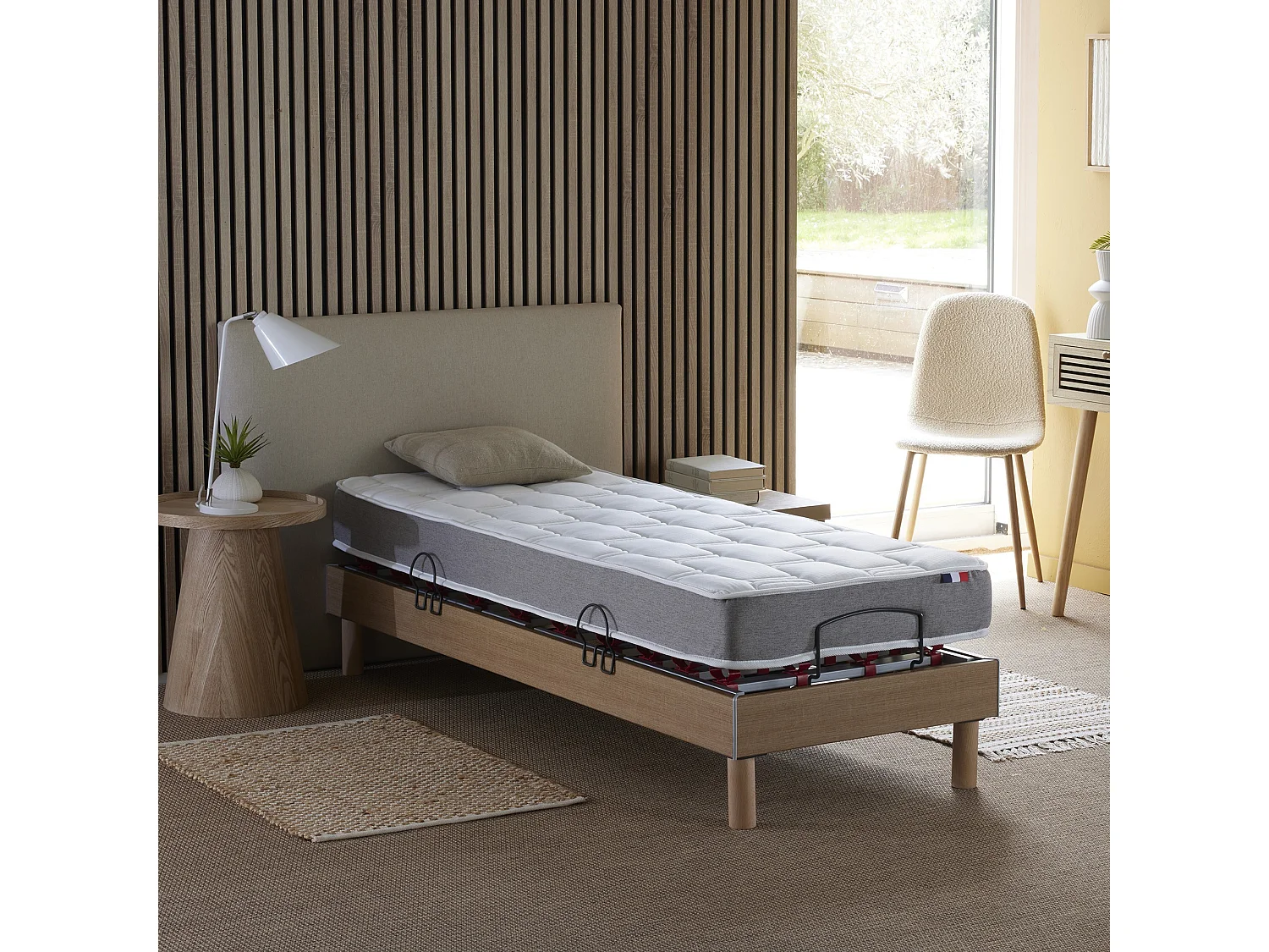 Ensemble literie électrique relaxation à plots + Matelas mousse HR35 - 90 x 190 cm