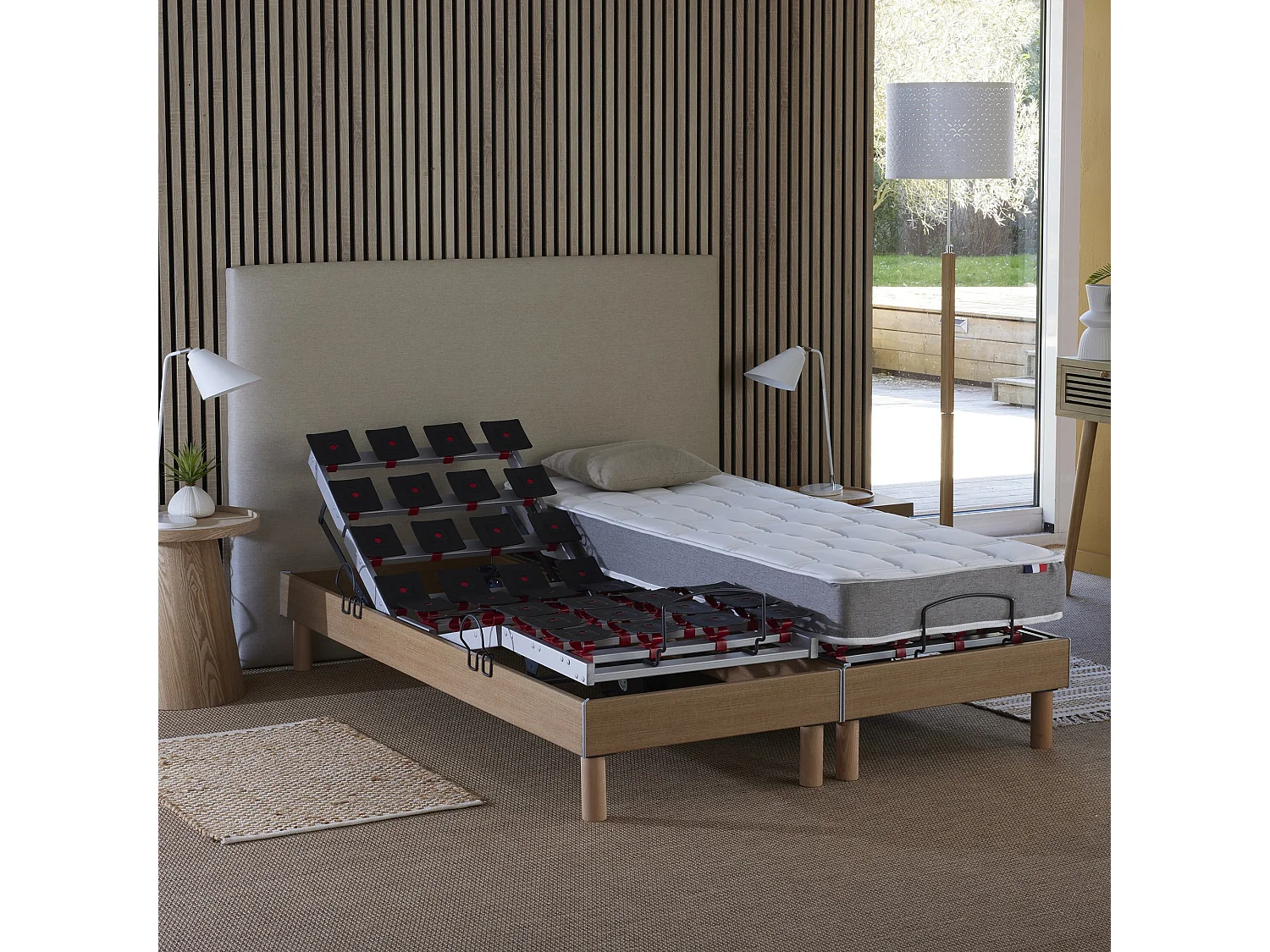 Ensemble literie électrique relaxation à plots + Matelas mousse HR35 - 2x90 x 200 cm