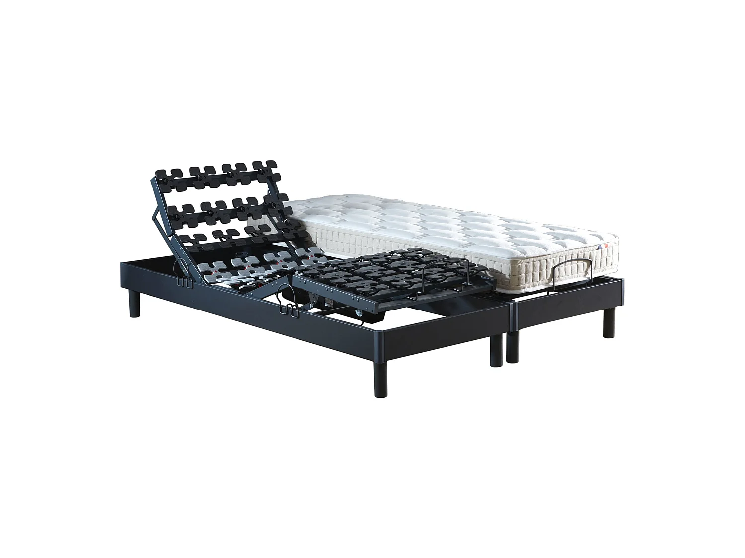 Ensemble literie électrique relaxation à plots + Matelas 100% latex - 2x90 x 200 cm
