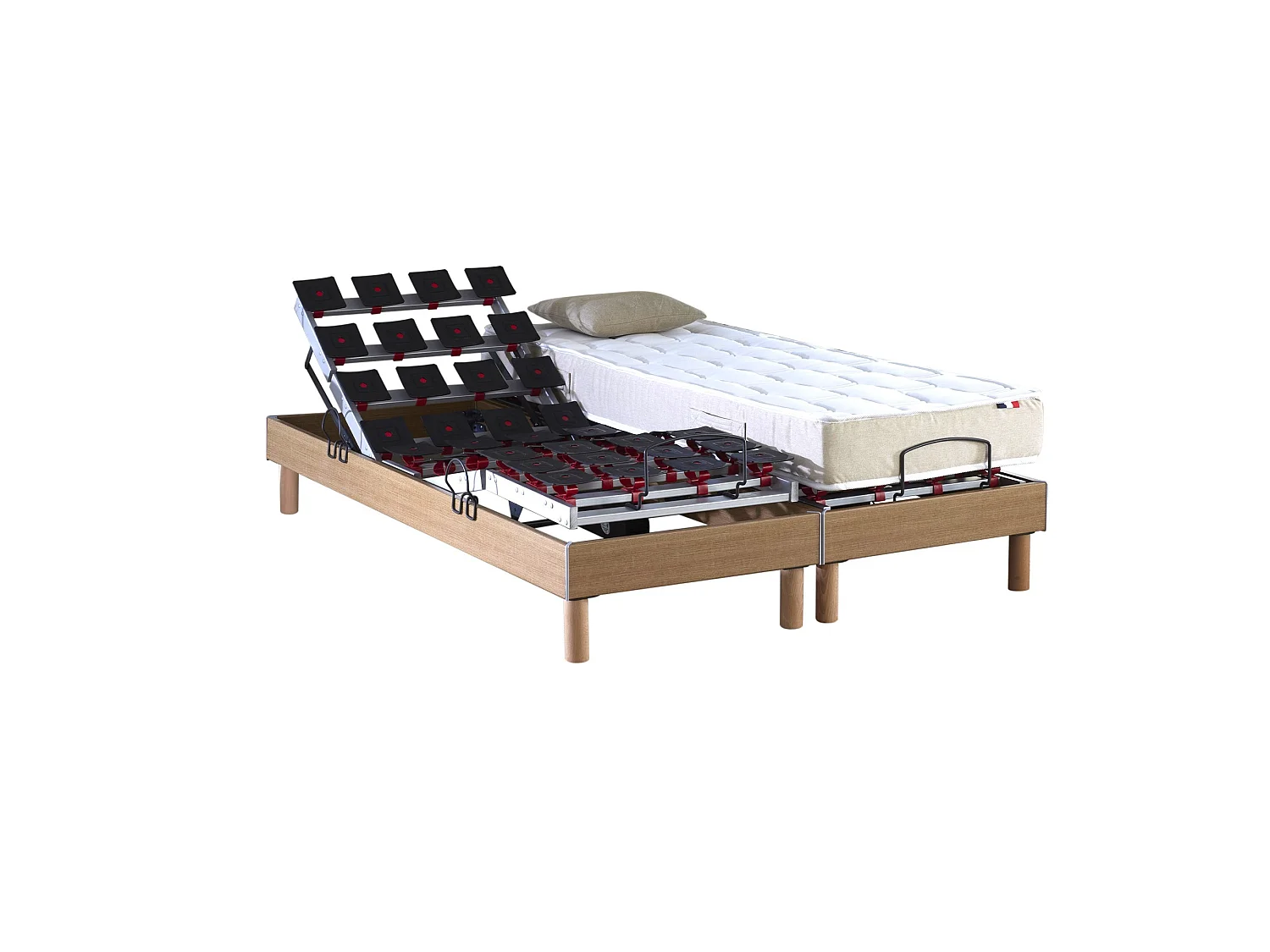Ensemble literie électrique relaxation à plots + Matelas 100% latex - 2x80 x 200 cm