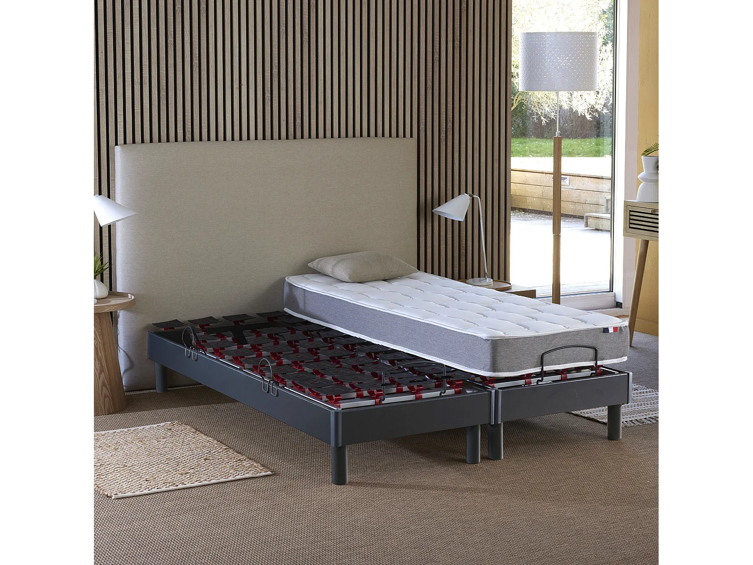 Ensemble literie électrique relaxation à plots + Matelas mousse à mémoire de forme - 90 x 190 cm