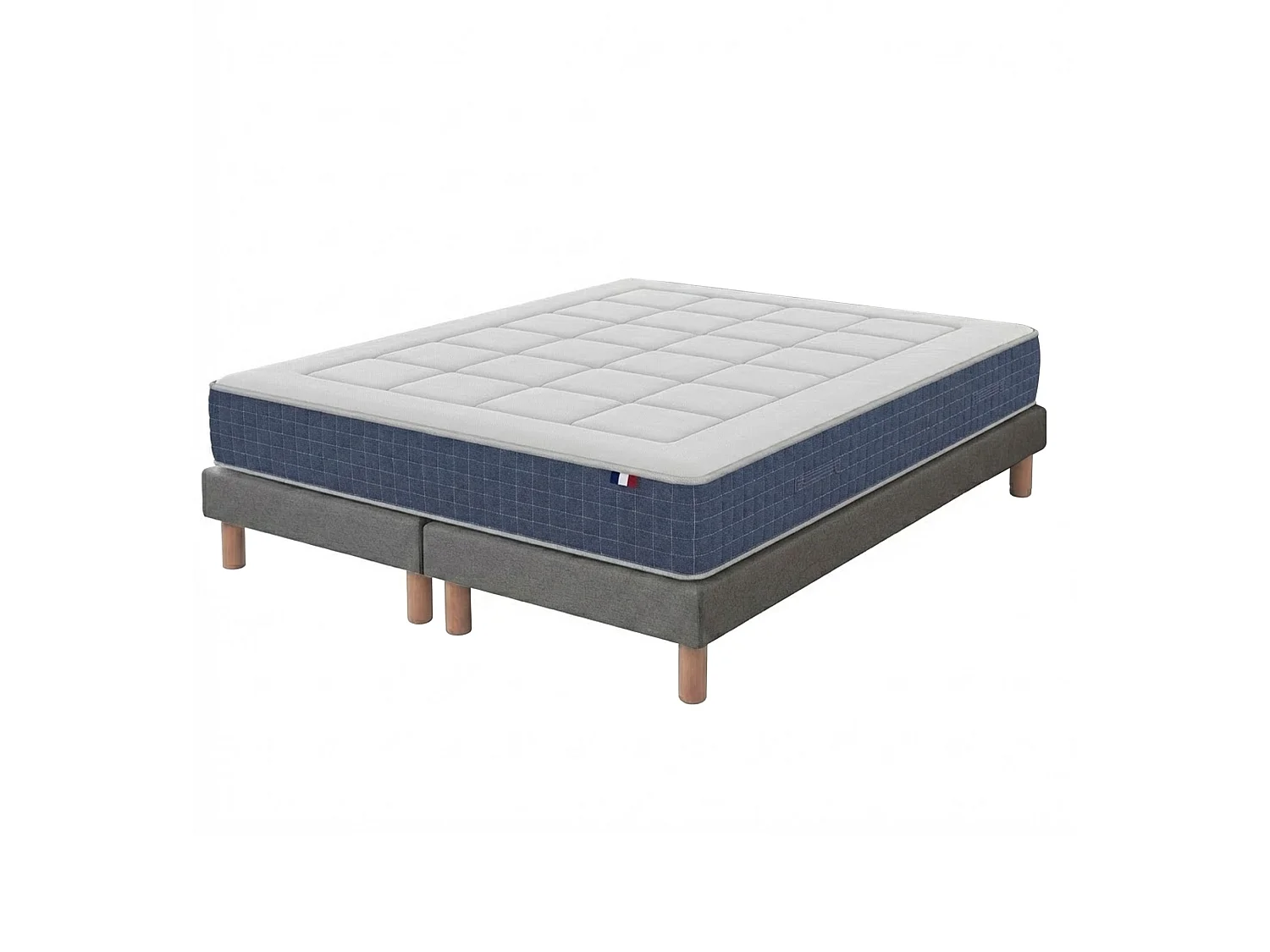 Ensemble matelas ressort, H28 cm, accueil memoire de forme, sommier gris 2x90 x 200 cm