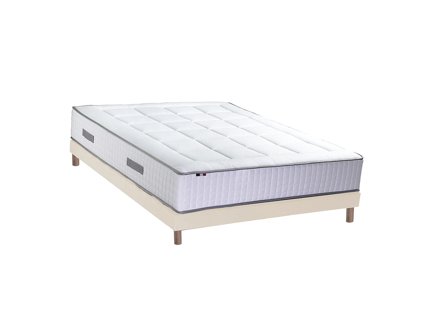 Ensemble matelas ressorts 7 zones PALACIO + sommier en kit beige lattes flexibles 140 x 200 cm