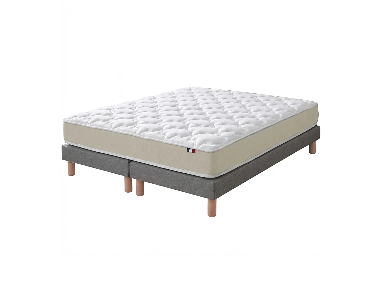 Ensemble 180x200 Matelas polylatex 80 kg/m3 et sommier tapissier gris