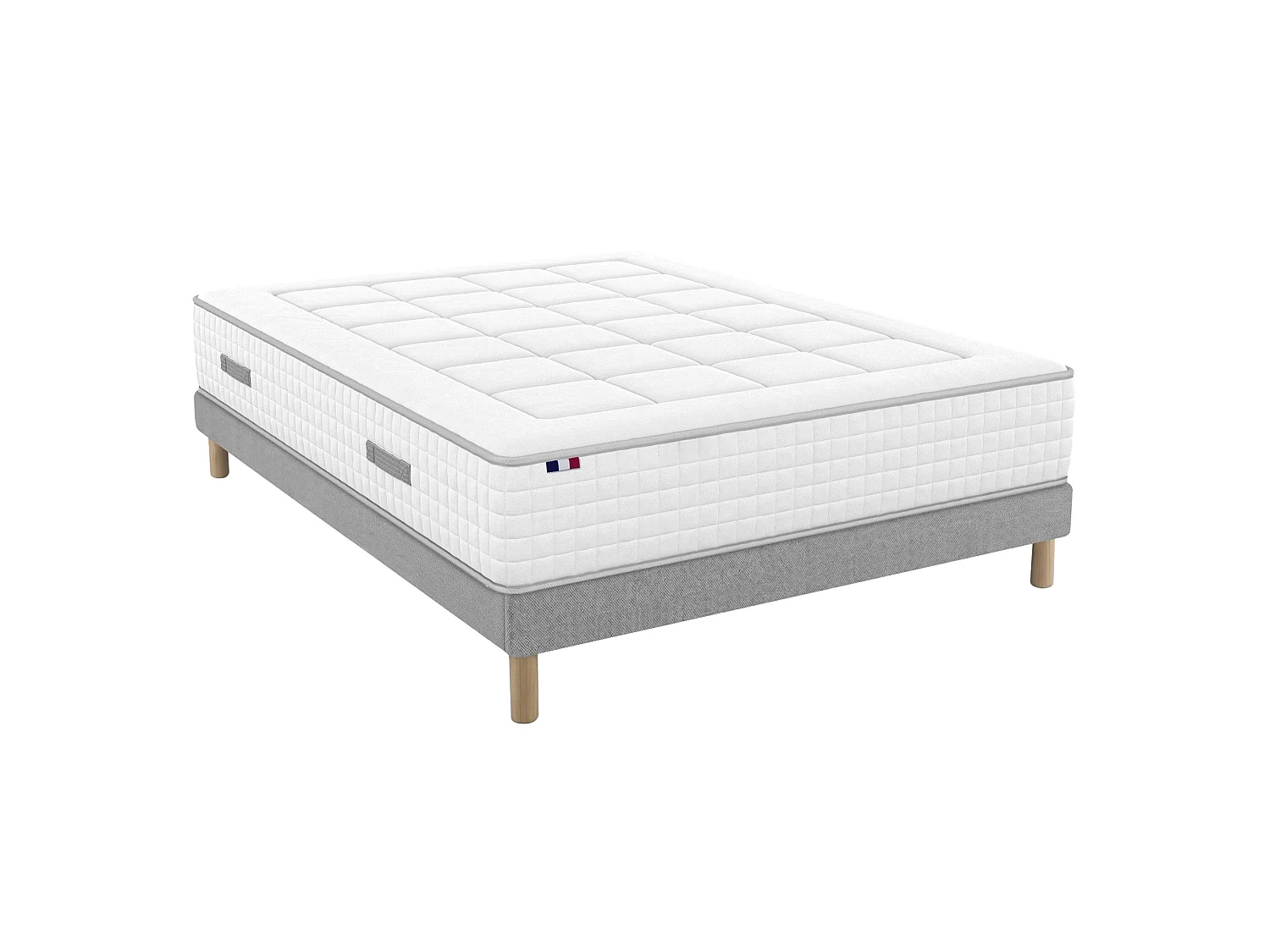 Matelas ressorts, accueil mémoire de forme, H 28 cm, sommier en kit - 180x200 cm - gris