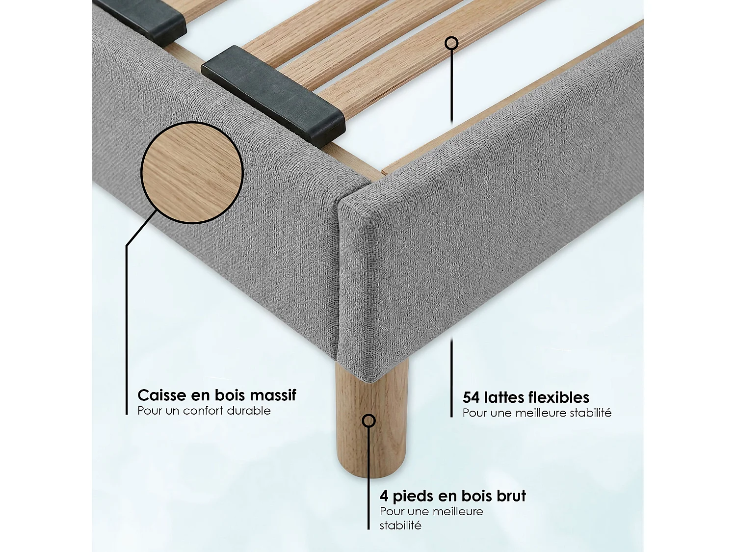 Matelas ressorts, accueil mémoire de forme, H 28 cm, sommier en kit - 160x200 cm - gris