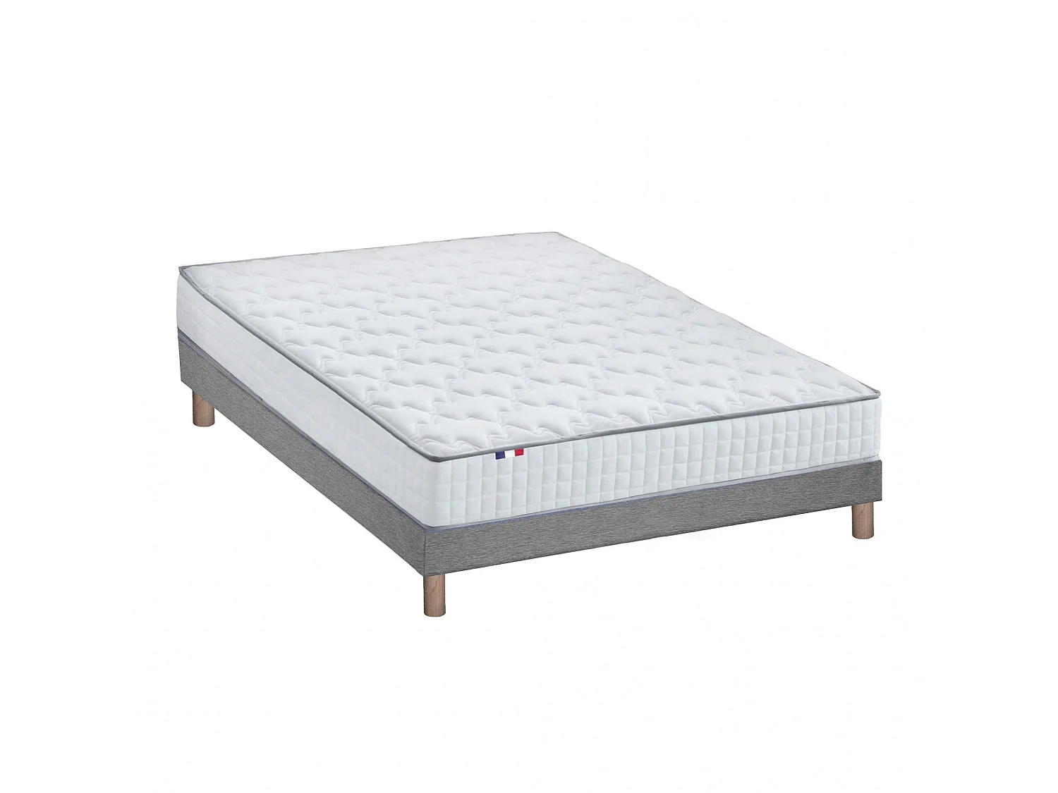 Ensemble matelas ressorts ASTRE + sommier kit gris à lattes flexibles 140 x 200 cm