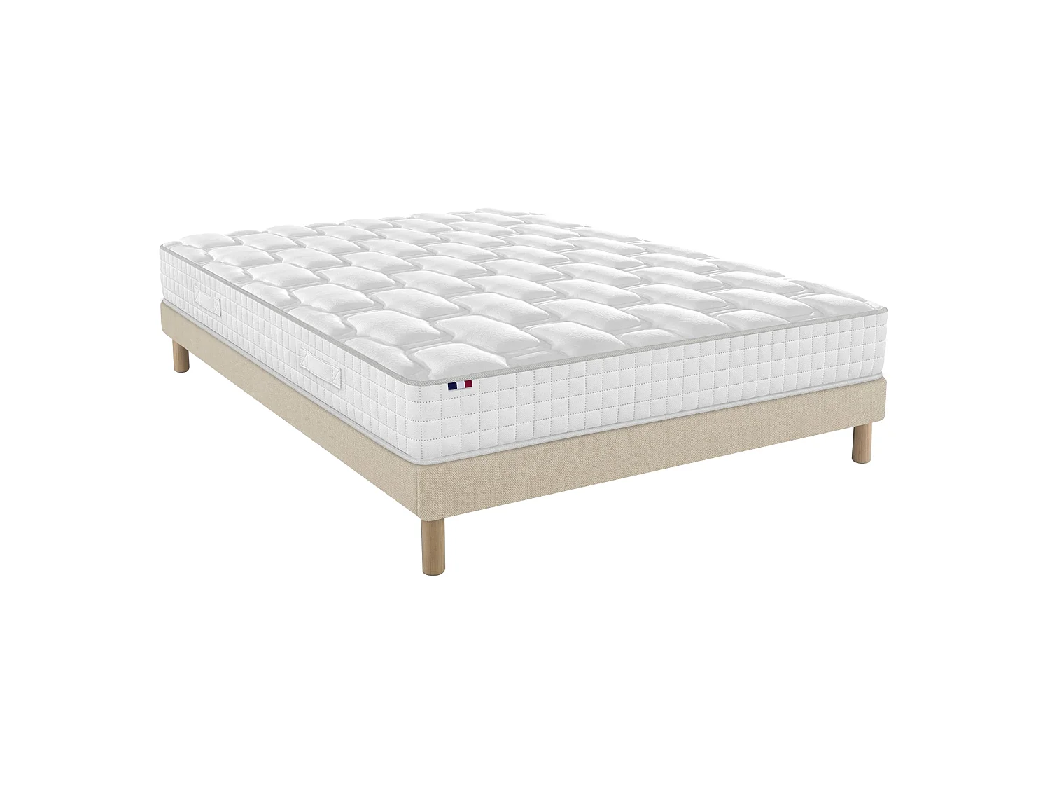 Ensemble matelas ressorts, H24cm, sommier en kit - 180x200cm - beige