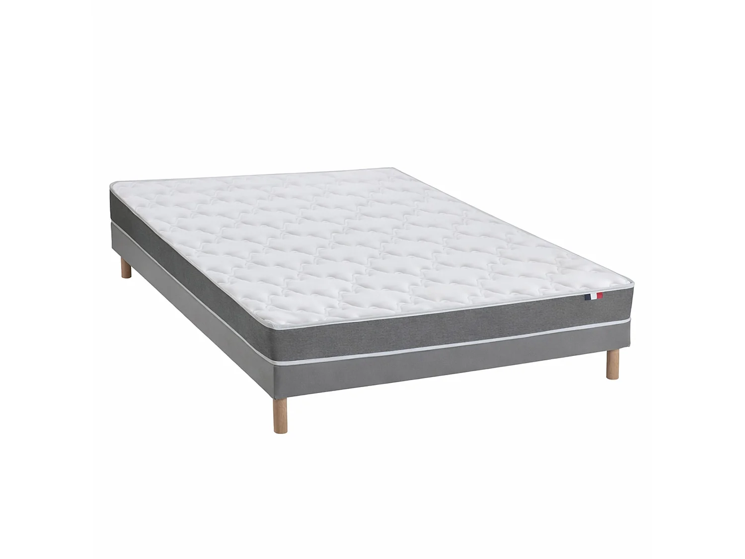 Ensemble matelas mousse, 25kg/m3, H16 cm, sommier en kit - 140x200 cm -gris