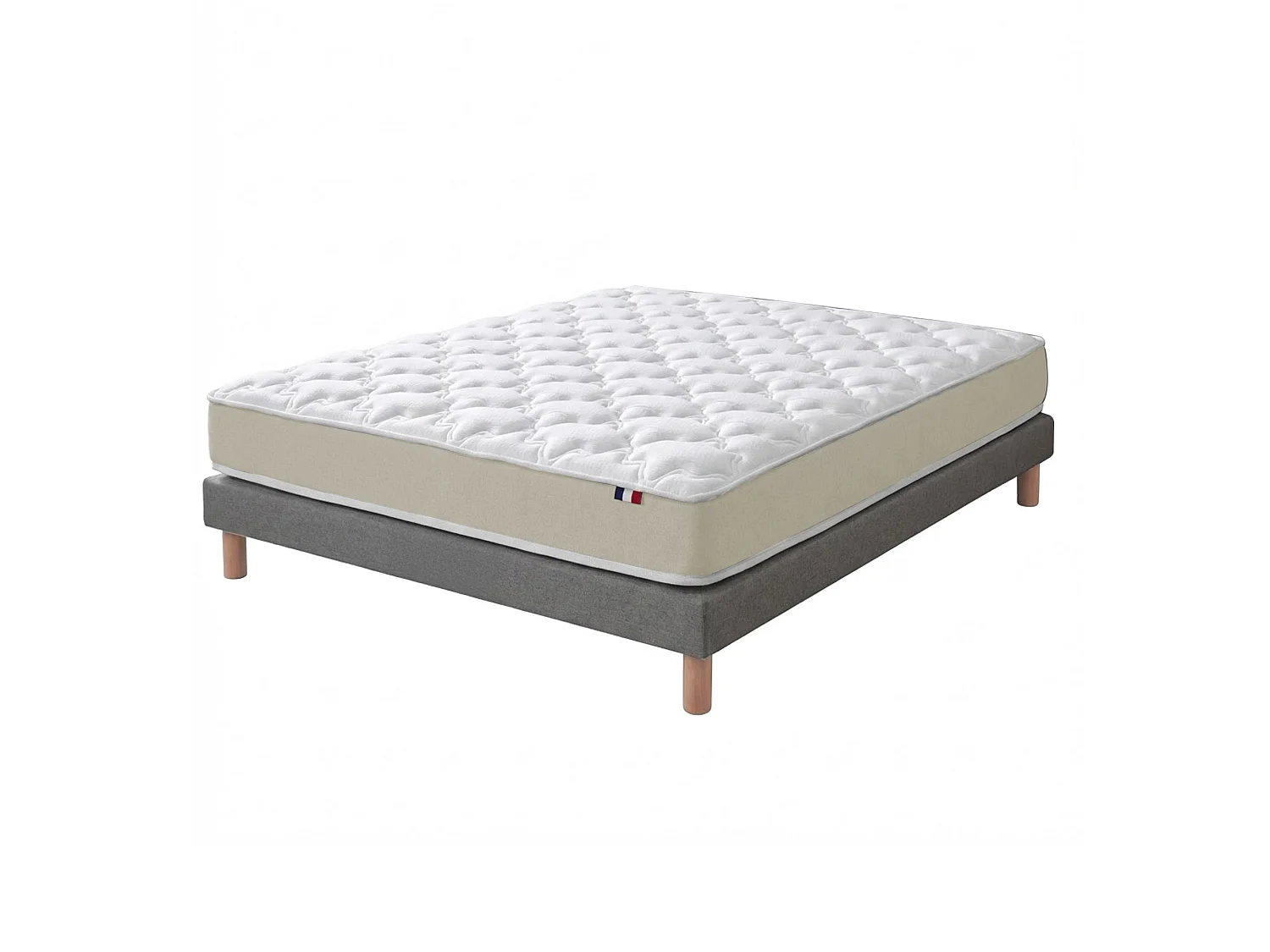 Ensemble 140x190 Matelas polylatex 80 kg/m3 et sommier tapissier gris