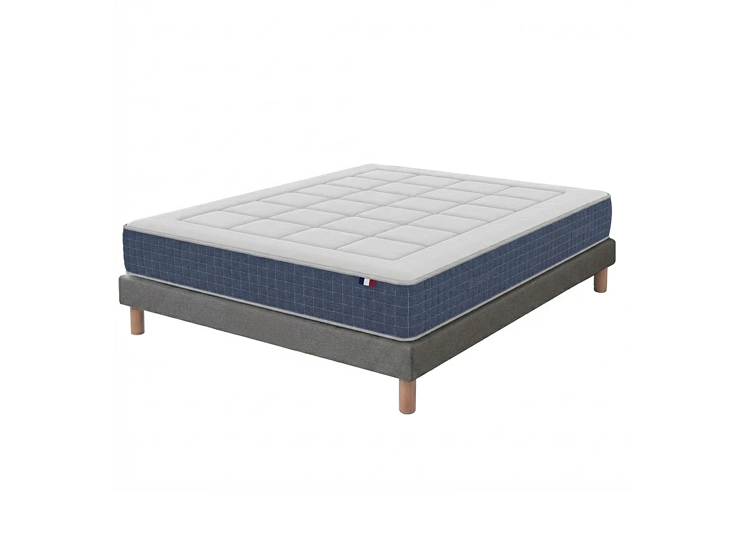 Ensemble matelas ressort, H28 cm, accueil memoire de forme, sommier gris 140 x 190 cm
