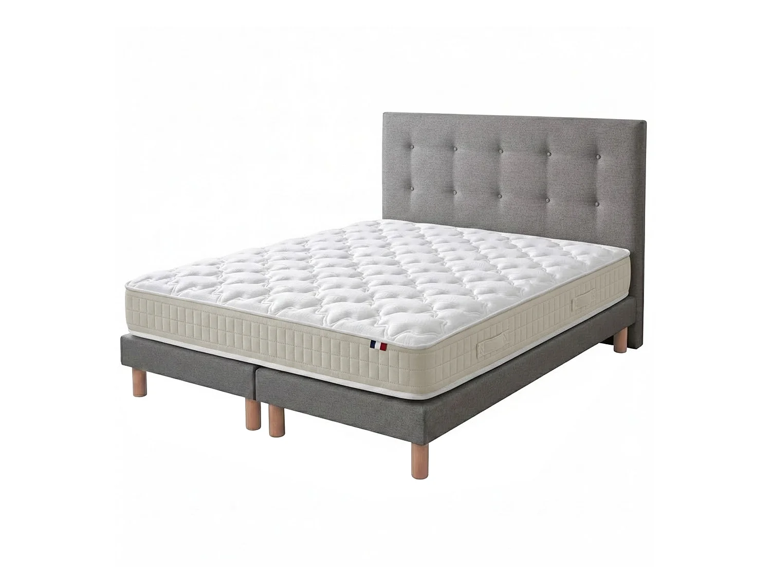 Ensemble matelas 160 x 200 - 100% latex 3 zones PURE avec sommier + Tête de lit gris