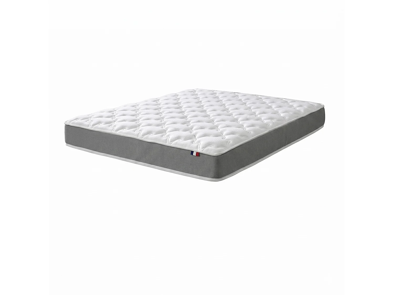 Ensemble matelas mousse haute résilience, H16 cm, sommier en kit - 160x200cm - gris