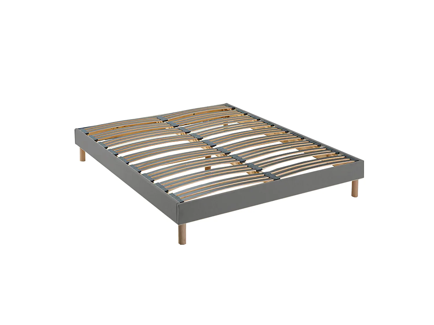 Ensemble matelas ressorts, H24cm, sommier en kit - 160x200cm - gris