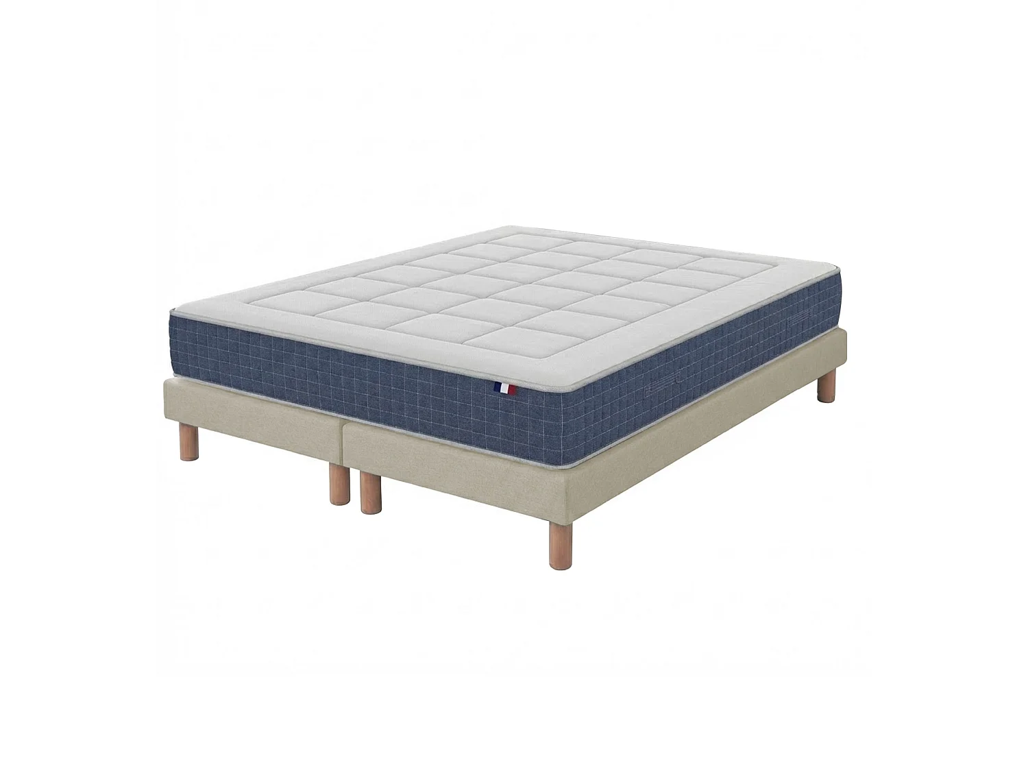 Ensemble matelas ressort, H28 cm, accueil memoire de forme, sommier beige 2x80 x 200 cm