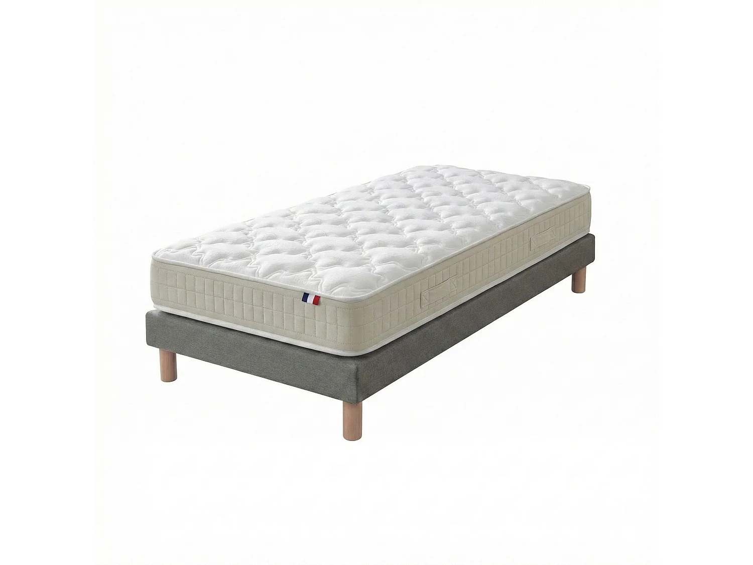 Ensemble matelas 90 x 190 - 100% latex 3 zones PURE avec sommier gris