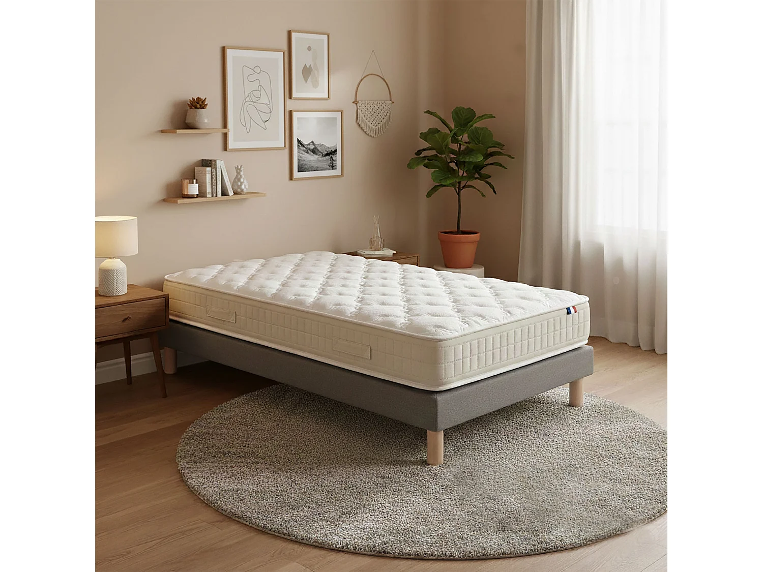 Ensemble matelas 90 x 190 - 100% latex 3 zones PURE avec sommier gris