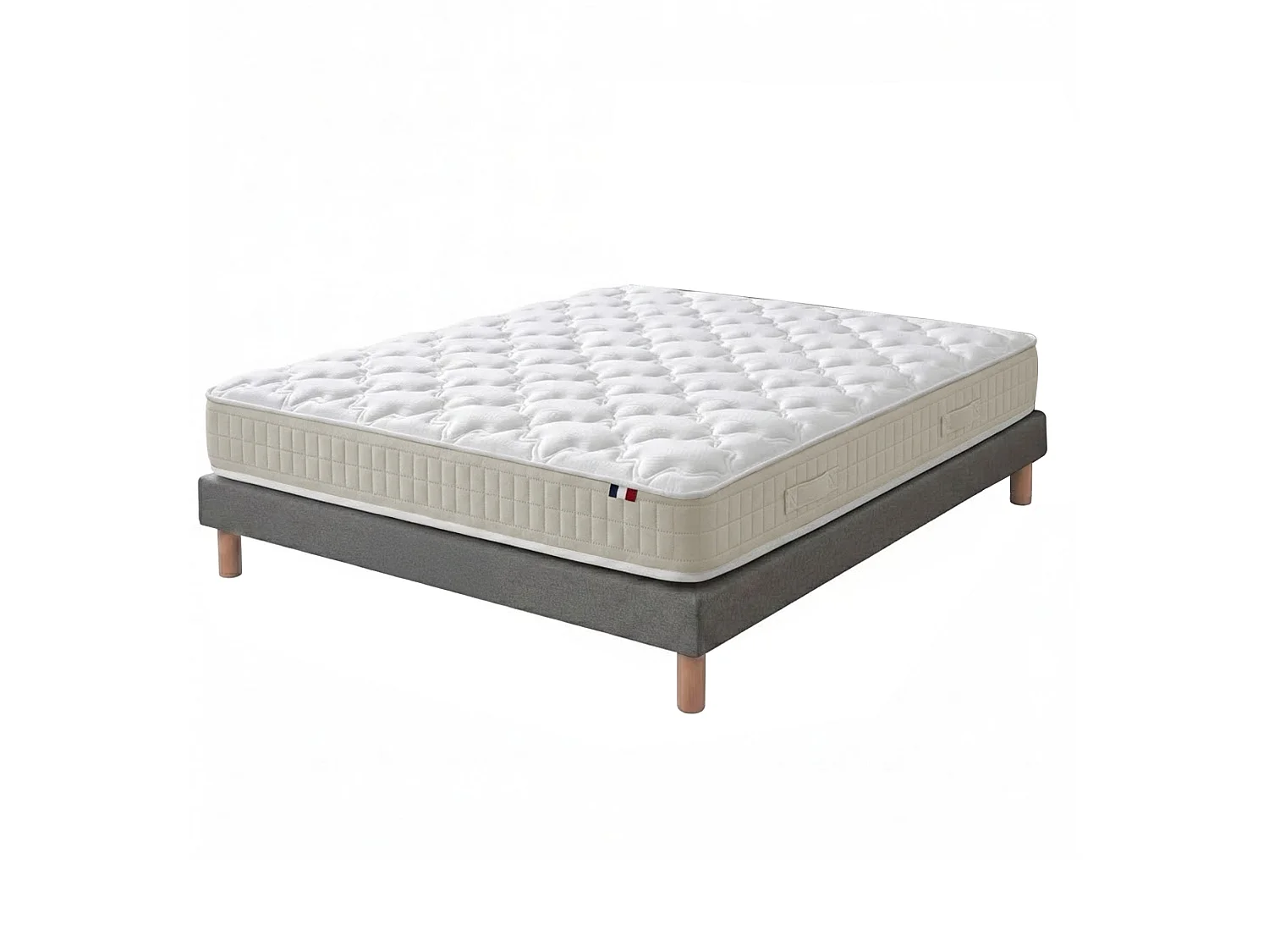 Ensemble matelas 140 x 190 - 100% latex 3 zones PURE avec sommier gris