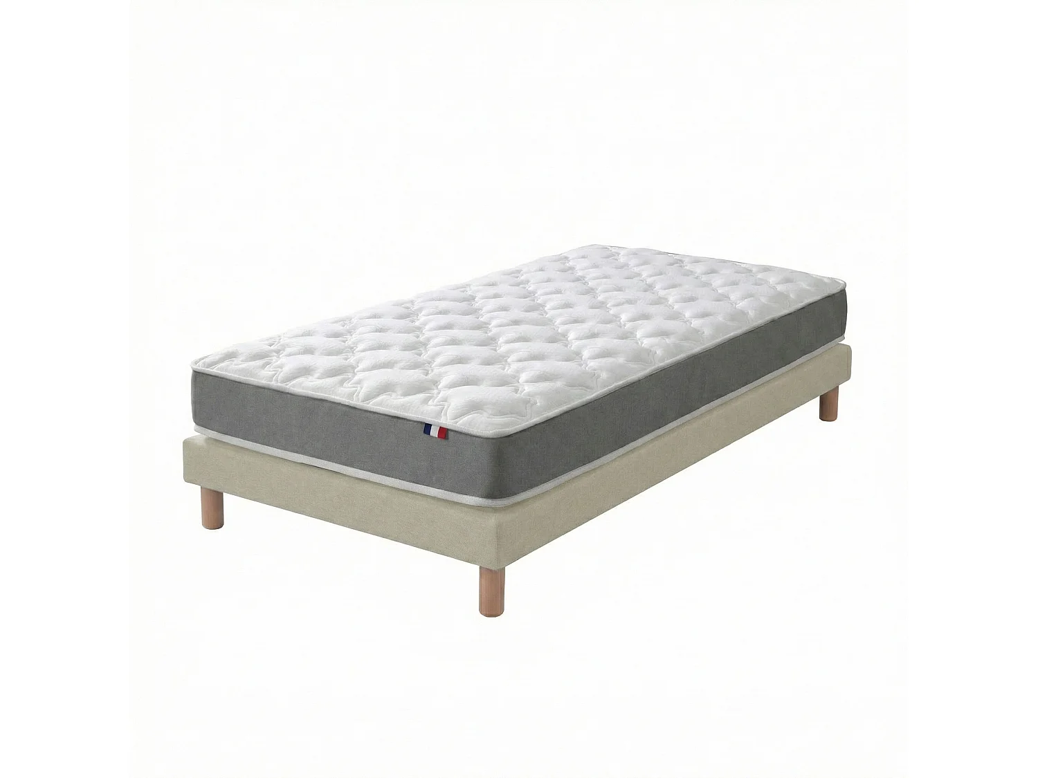 Ensemble matelas mousse, H16 cm, 25 kg/m3, sommier lattes passives beige 90 x 190 cm