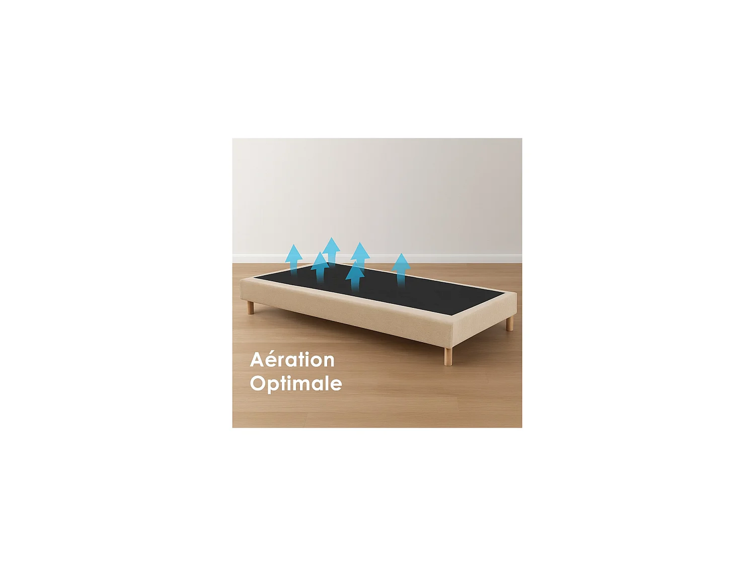 Ensemble matelas mousse, H16 cm, 25 kg/m3, sommier lattes passives beige 90 x 190 cm