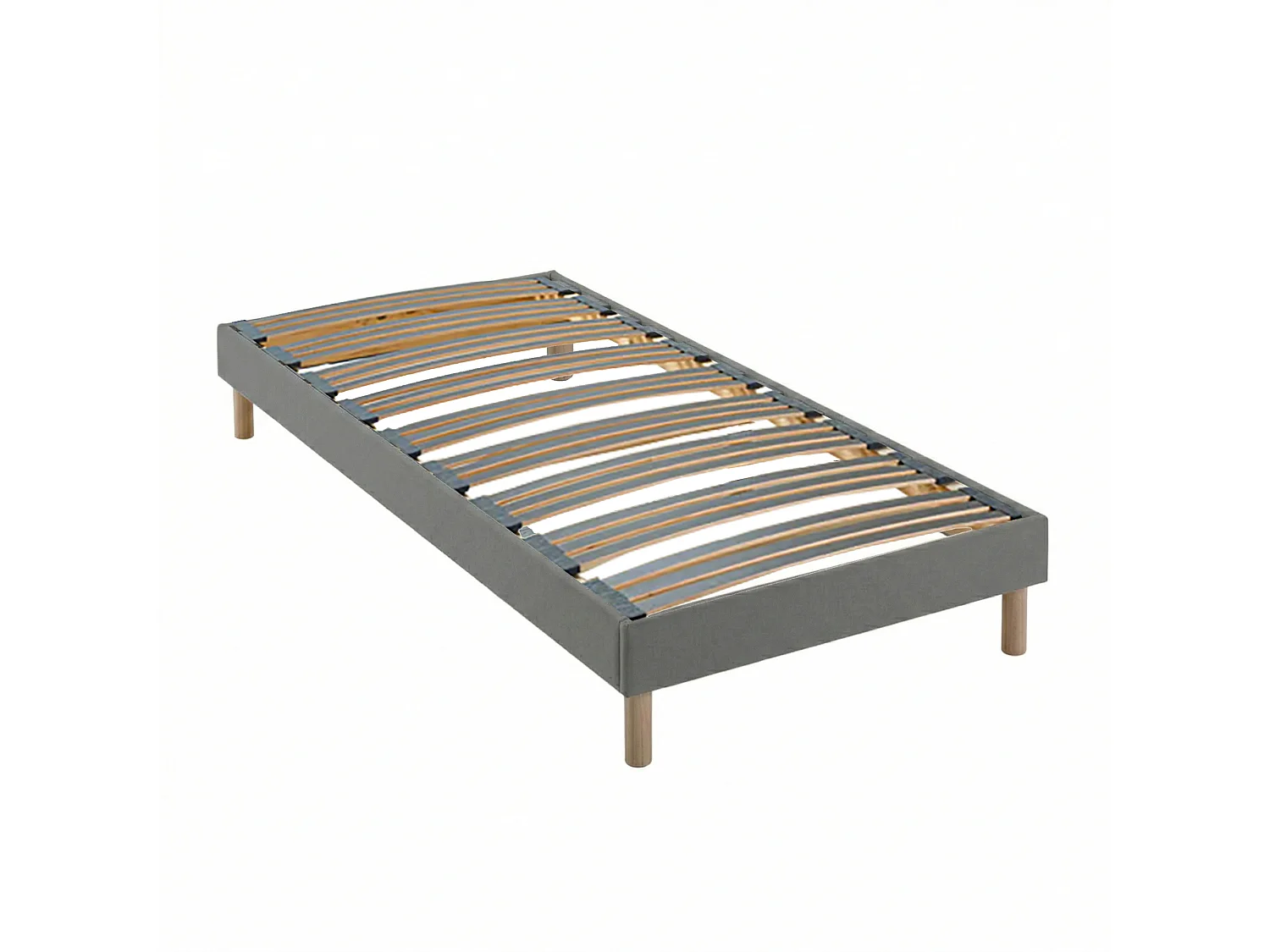 Ensemble matelas mousse haute résilience, H16 cm, sommier en kit - 90x200cm - gris