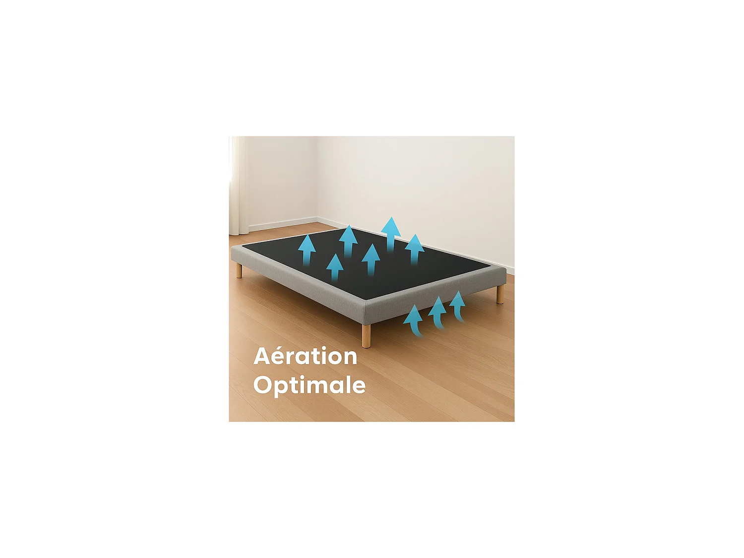 Ensemble matelas ressorts 7 zones, H24 cm, sommier et tete de lit capitonnee gris 140 x 190 cm