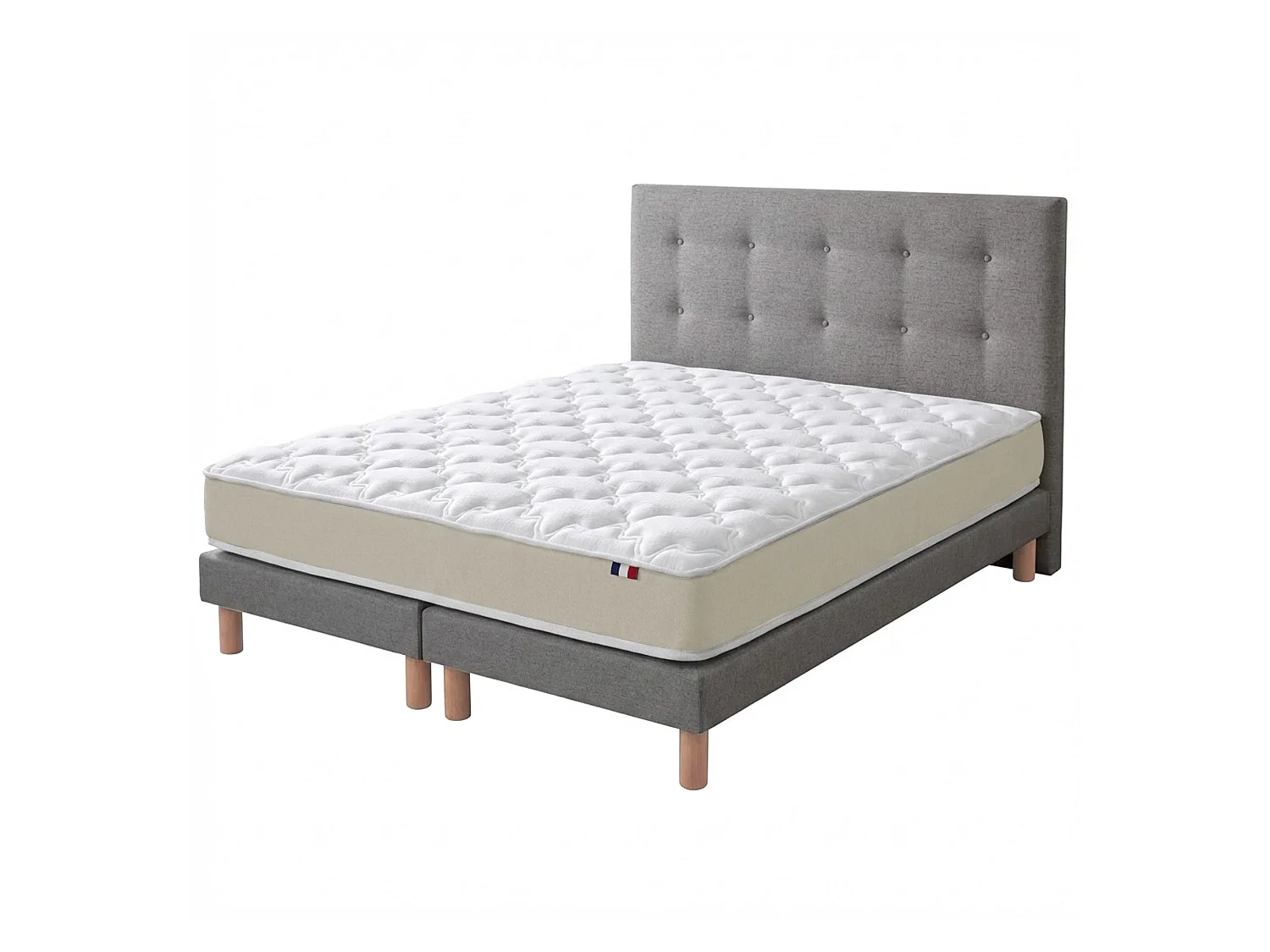 Ensemble 180x200 + tête de lit Matelas polylatex 80 kg/m³ sommier gris