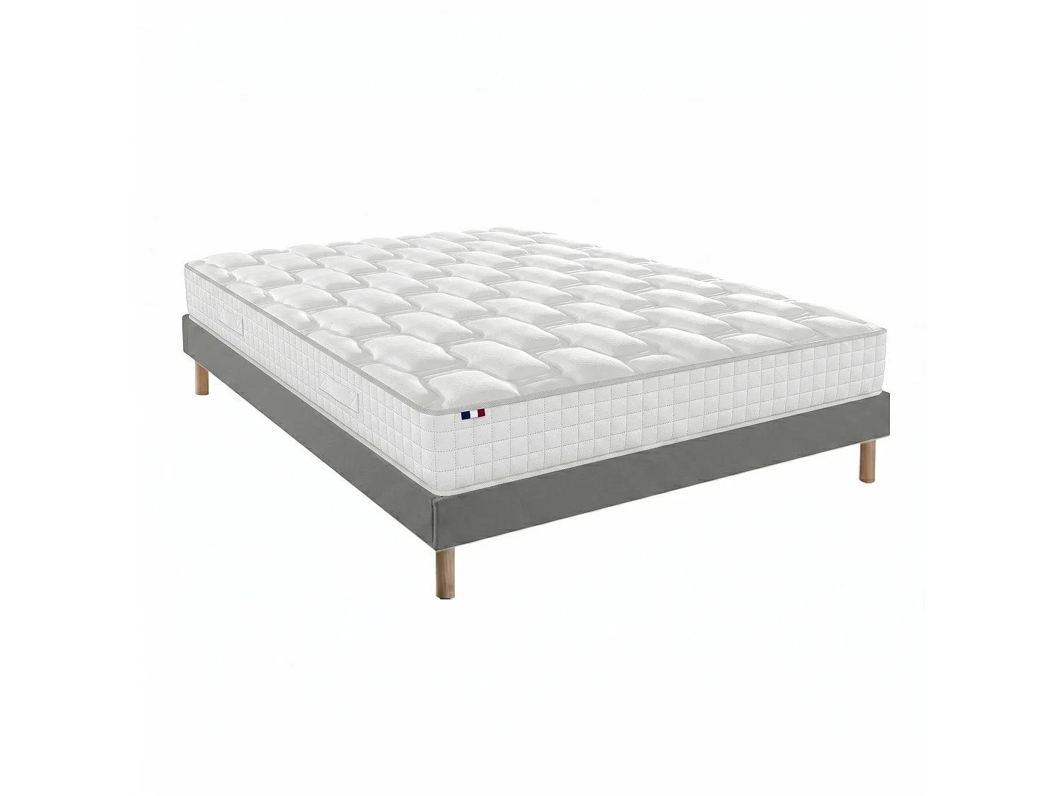 Ensemble matelas ressorts, H24cm, sommier en kit - 180x200cm - gris