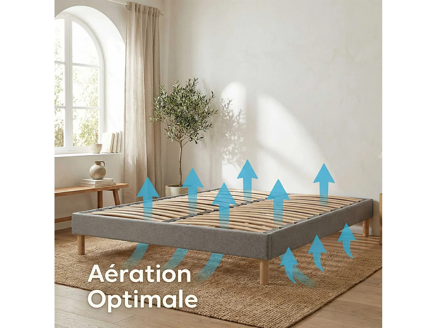 Ensemble matelas ressorts, H24cm, sommier en kit - 180x200cm - gris