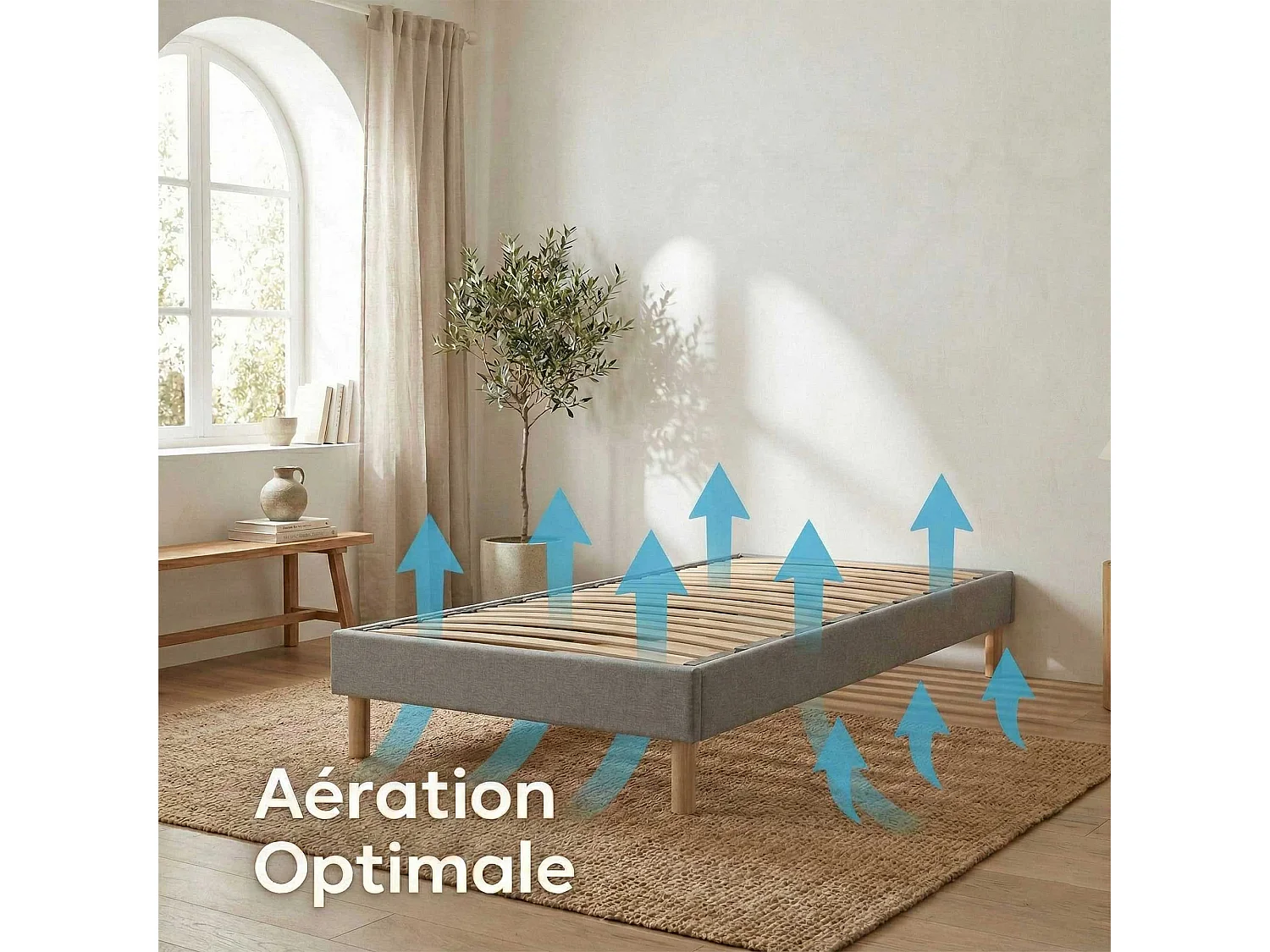 Ensemble matelas mousse haute résilience H16 sommier en kit 90x190cm gris