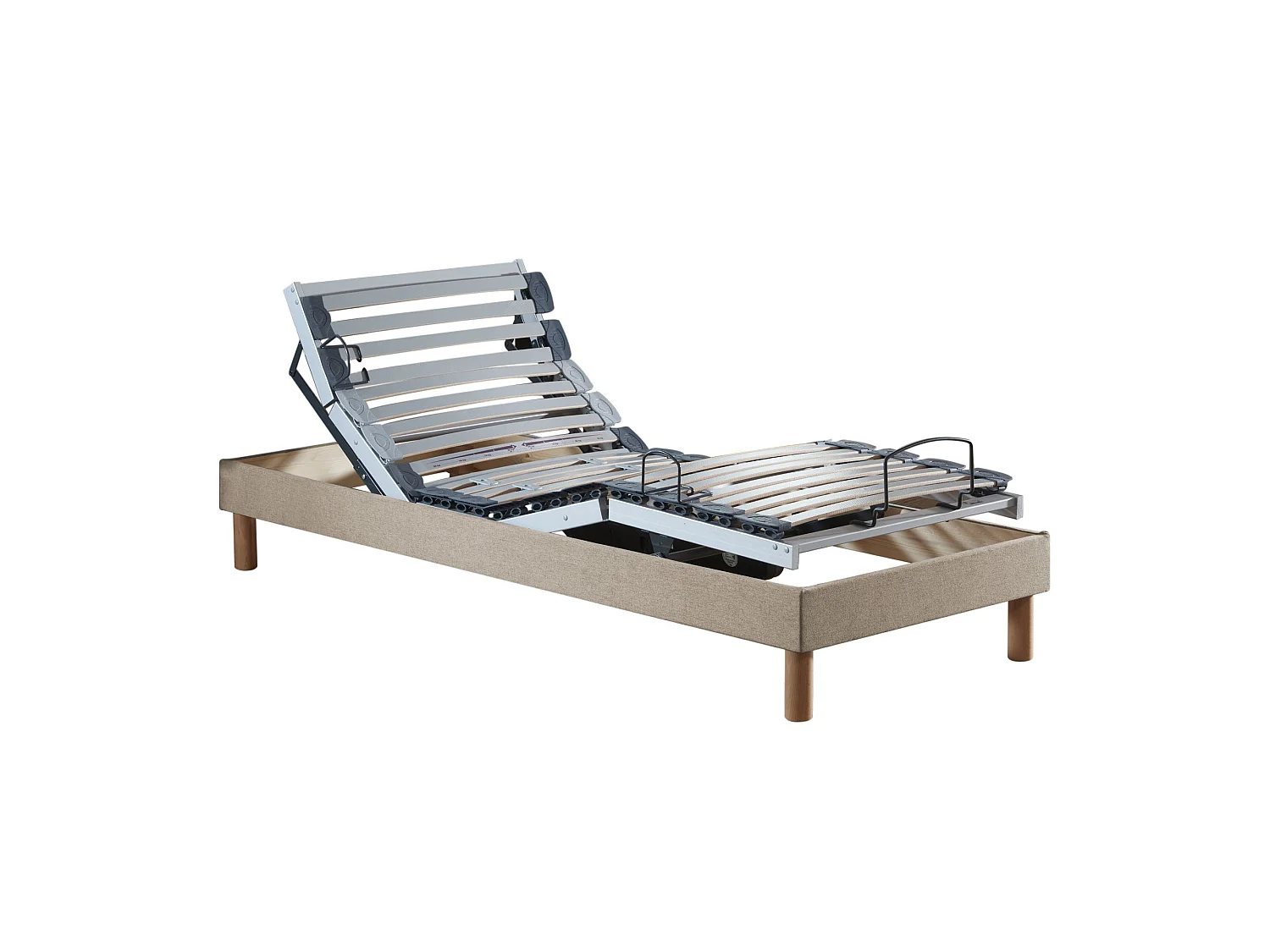 Lit électrique de relaxation multi lattes lisse Beige - 80 x 200 cm