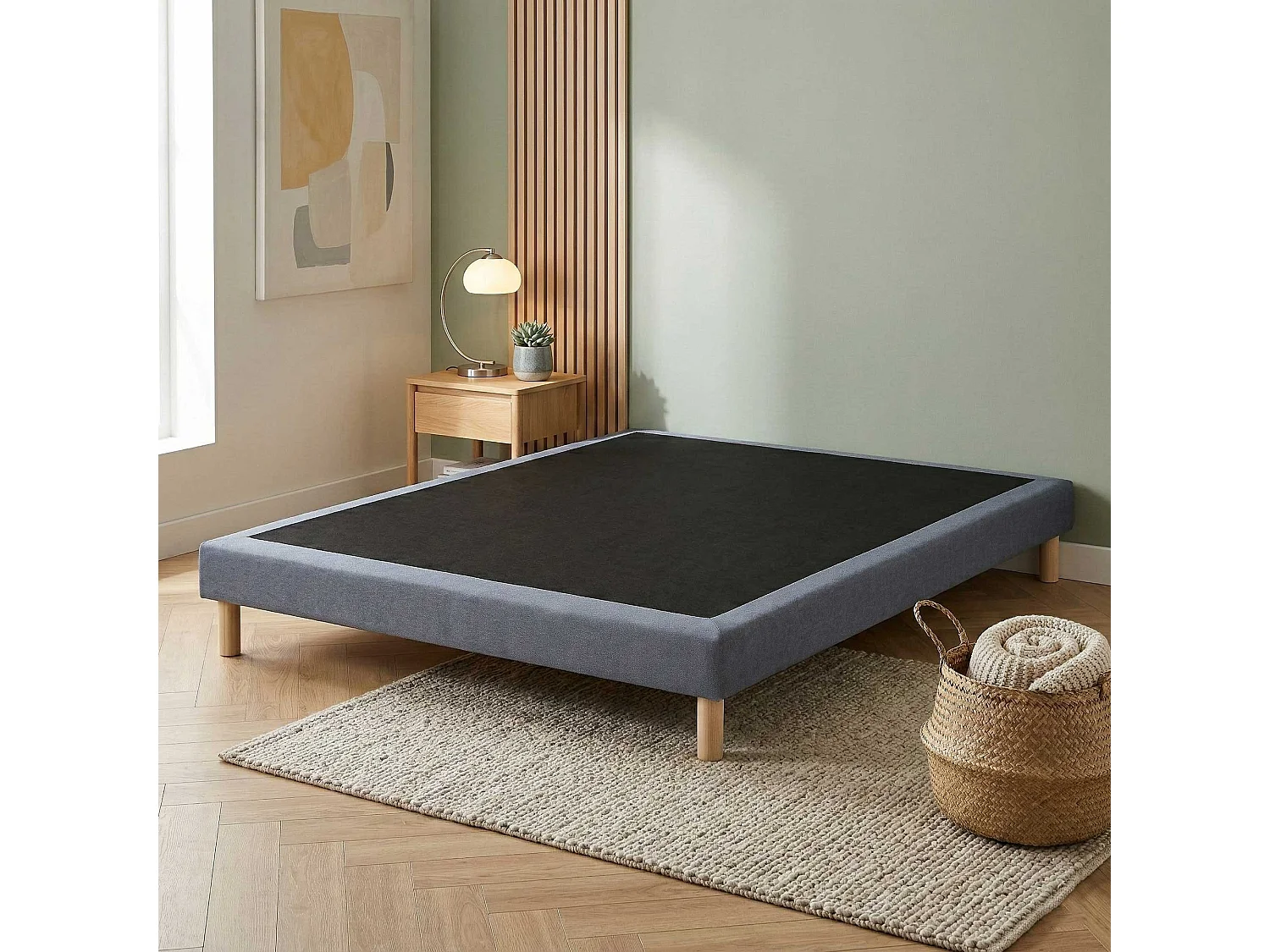 Sommier tapissier à lattes fixes, couchage ferme, soutien optimal - 140 x 200 cm, Sommier - Bleu