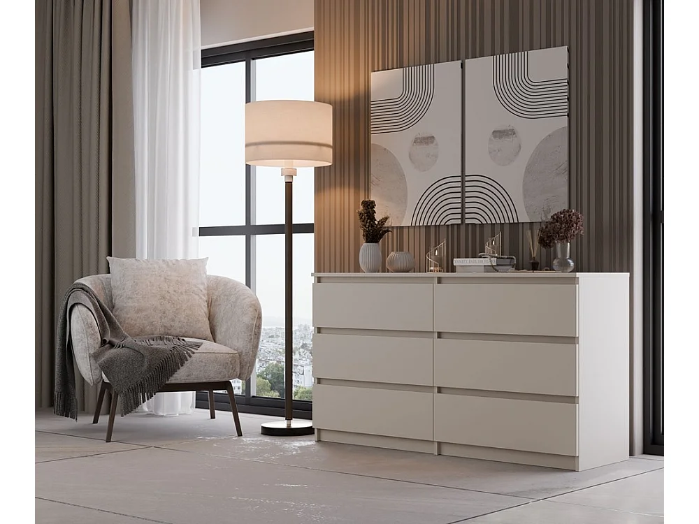Ladekast 140 cm  6 lades Creme