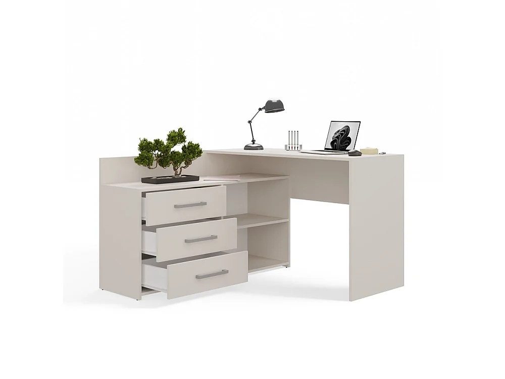 Hoekbureau met lades Creme - 120x50x76cm