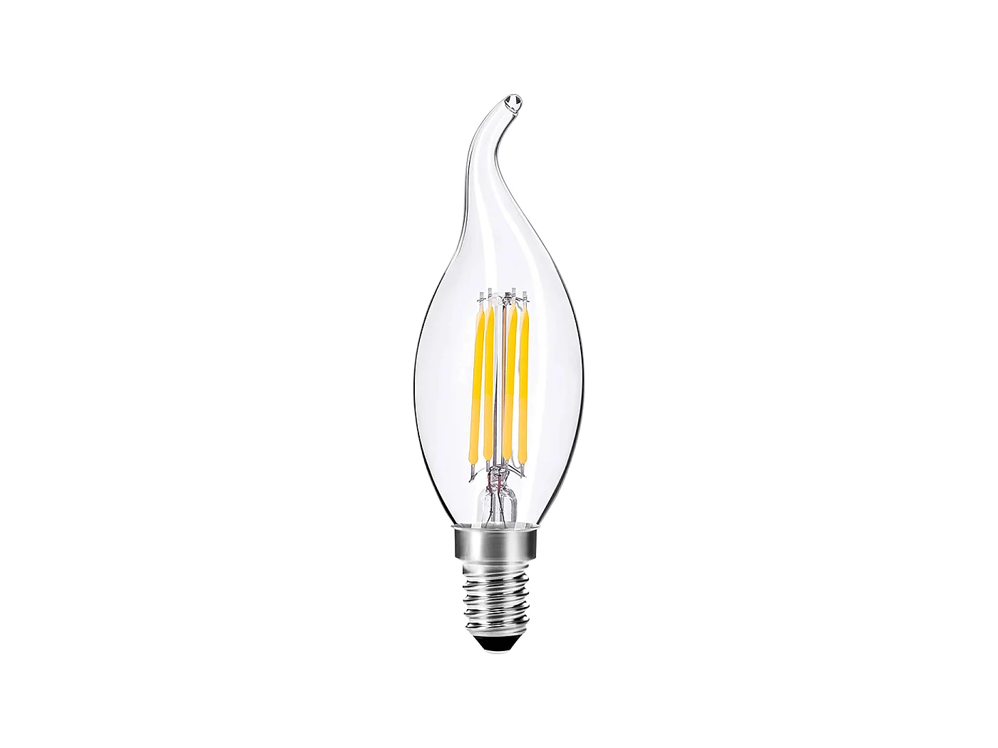 Alcapower LED-Windstoßlampe 4W 550lm 4000K E14 Filament Naturweiß, Energieklasse D, klassisches Design Ø35x125mm