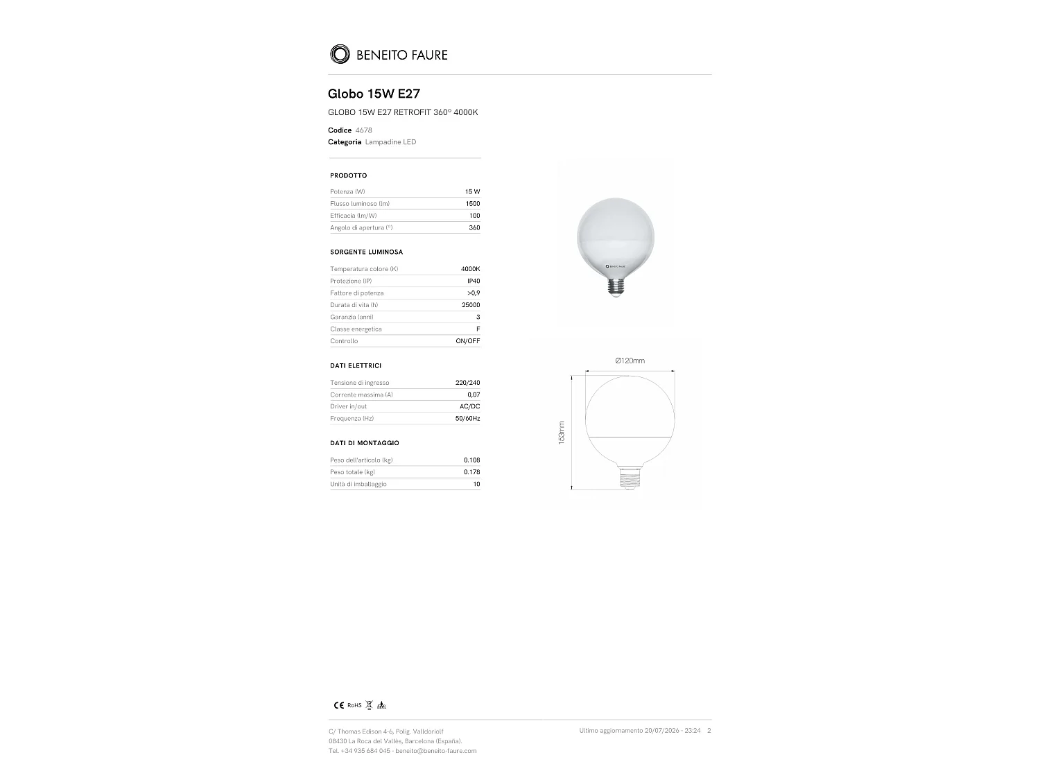 15-W-E27-LED-Retrofit-Lampe mit 360°-Abstrahlwinkel, 4000 K, 1500 Lumen - Beneito & Faure für hocheffiziente Innenbeleuchtung
