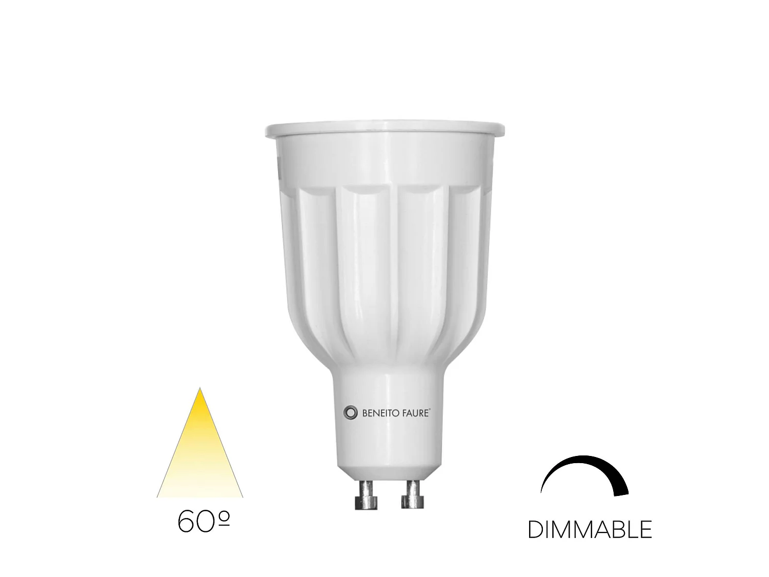 Lampadina LED Dicroica Power GU10 12W Dimmerabile TRIAC 60º 2700K 950lm, Luce Calda per Interni IP40 Bianco - Beneito & Faure