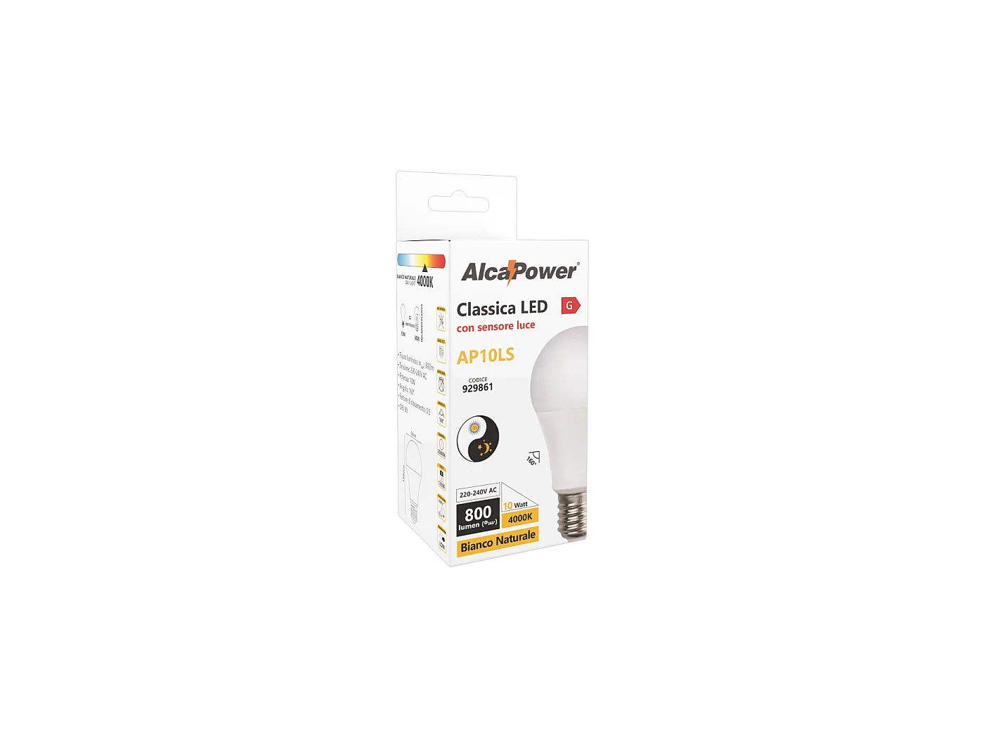 Ampoule LED Alcapower Classic E27 10W 800lm 4000K lumière naturelle détecteur mouvement intégré automatisation économies énergie haute performance