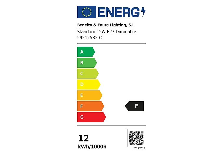 Lampadina LED Standard 12W E27 Dimmable Retrofit 360° 2700K 1100lm Triac Dimmerabile per Interni IP40 - Beneito & Faure Professional