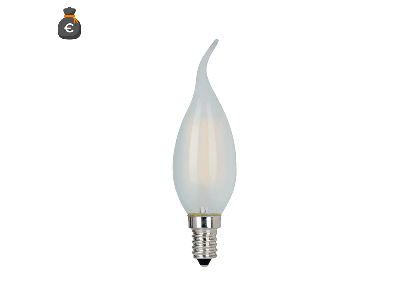 Alcapower LED-Kerze C37 Frostglas E14 4W 470lm 4000K Neutralweiß, elegantes Design für effiziente Innenbeleuchtung.