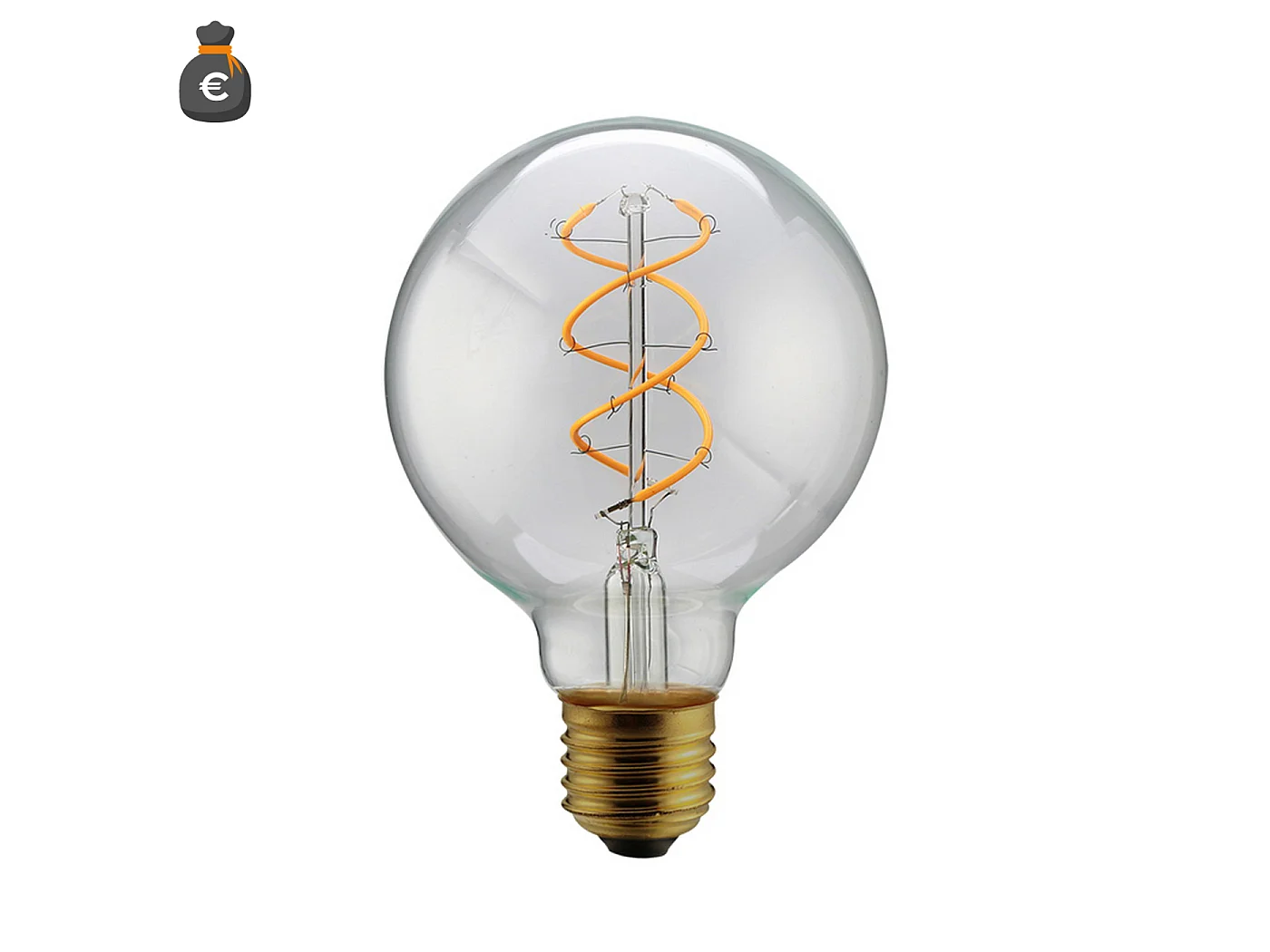 Ampoule LED Alcapower StyLED Spiral Globe G95 5W 380lm E27 2200K, lumière chaude, design vintage décoratif, classe énergétique G