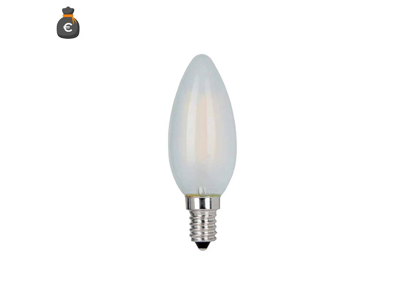Alcapower Lampadina LED Oliva C35 Vetro Frost 4W E14 450lm 4000K Luce Naturale 360 Gradi Classe Energetica E - Prodotto ad alta efficienza
